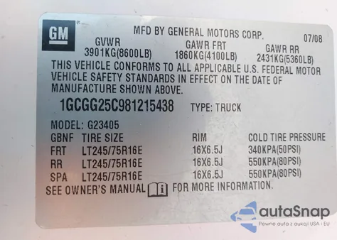 2008 Chevrolet Express Work Van из США, поврежденный, VIN 1GCGG25C981215438